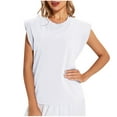 thumbnail image 2 of NJDVHB Hauts d'Été pour Femmes, Sweat à Capuche pour Femmes, Blouses pour Femmes Habillées Décontractées, Mode Dames Manches Courtes Col Rond Confortable Ample Débardeur Décontracté Régulier, Blanc, m, 2 of 4