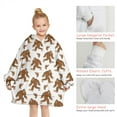 thumbnail image 6 of White Bigfoot and Footprint Pattern Blanket Hoodies for Kids 6-13YR Oversize Wearable Blanket Hoodies for Boys Girls Teens, 6 of 7