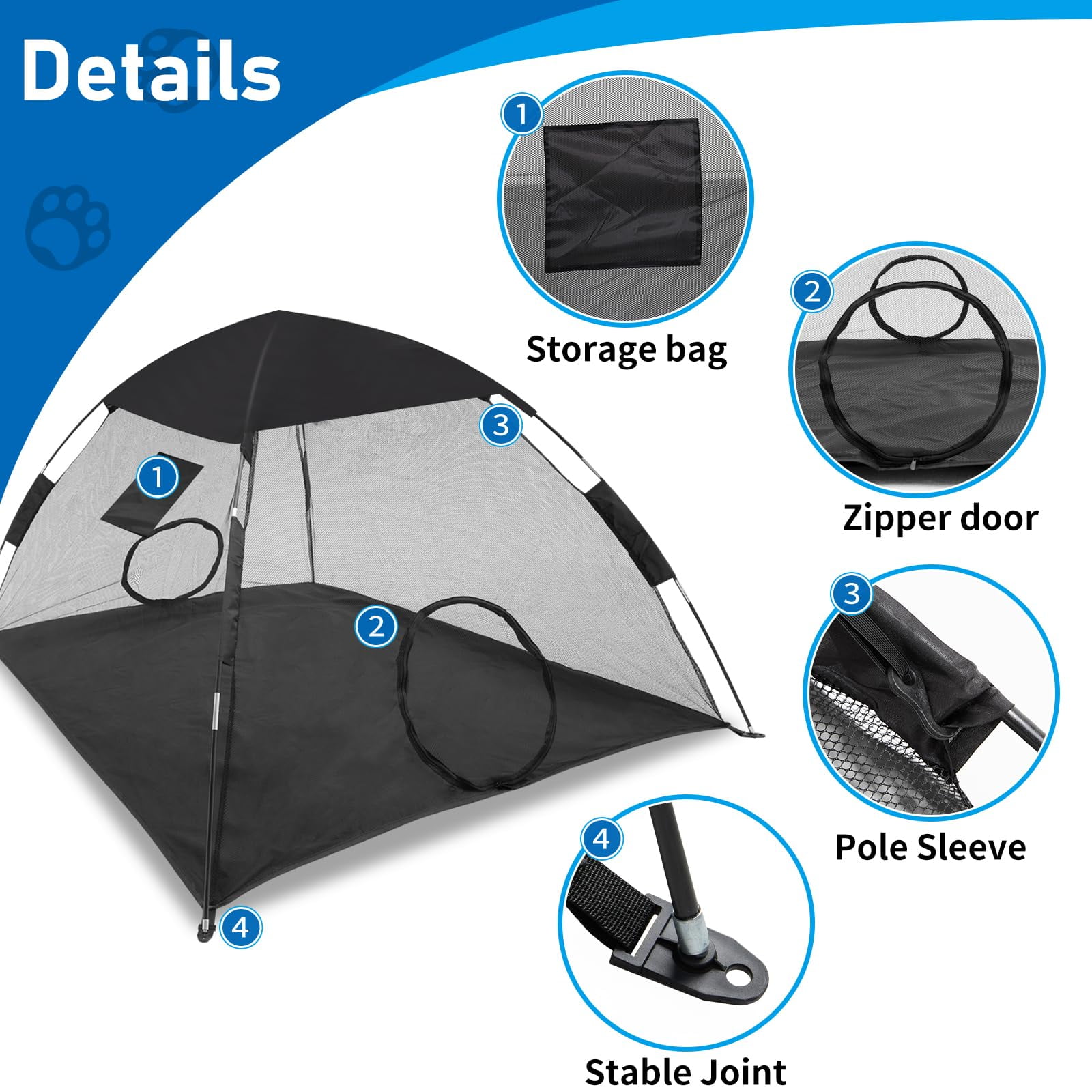 GEERTOP Mesh Cat Tent Outdoor, Cat Enclosure for Outside Indoor, Portable Sunshade Playpen Playhouse for Cats Dogs Puppy Small Animals C49