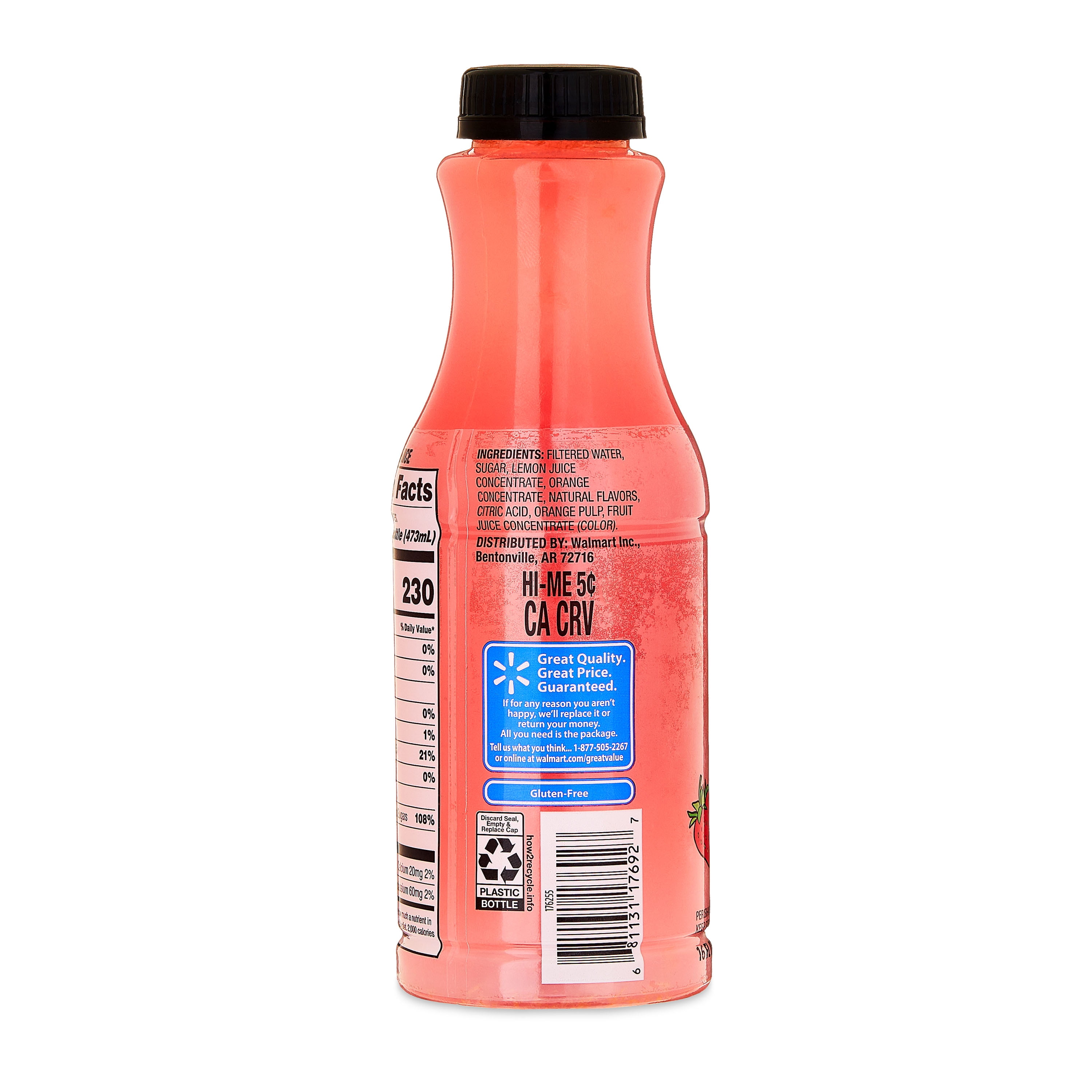 Great Value Strawberry Lemonade, 16 fl oz