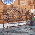 thumbnail image 2 of SAFAVIEH Abner Outdoor Patio Wrought Iron Garden Bench, Rustic Brown, 2 of 11
