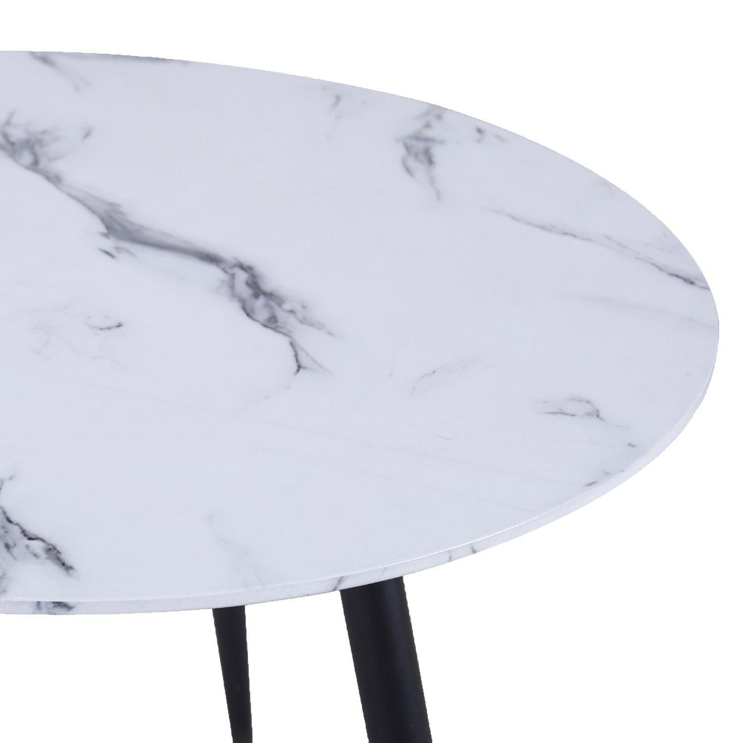 Contemporary Faux Marble Finish Round Accent Table