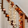 thumbnail image 4 of 5.8ft Fall Garland with Maple Leaves - Beige Autumn Artificial Leaf Vine for Thanksgiving Decor, Front Door Hanging Decorations for Mantle, Fireplace, Indoor Outdoor Harvest Party Decor, 4 of 6
