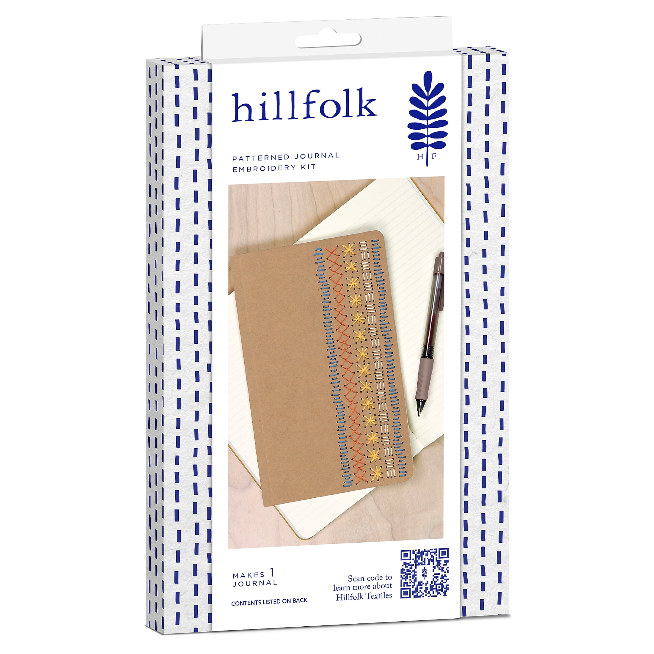 Hillfolk Embroidered Journal Kit- Includes Prepunched 5" X 8.25" Journal With Lined Pages, Embroidery Floss, Needle And Instructions. Makes One 5" X 8.25" Journal.