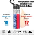 thumbnail image 3 of Volhoply - Botellas de agua aisladas con popote a granel, paquete de 8, no adecuadas para sublimación, botella deportiva de acero inoxidable de 22 onzas con tapa de asa, tazas de agua de viaje de, 3 of 7
