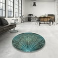 thumbnail image 3 of Ahgly Company Indoor Round Patterned Charcoal Blue Area Rugs, 5' Round, 3 of 6