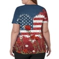 thumbnail image 4 of Women V Neck Short Sleeve Printed Scrub Top with Star Pattern and Two Front Pockets for Work Uniforms Deep Red 5XL, 4 of 5