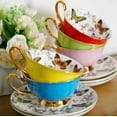 thumbnail image 5 of Bone China Coffee Cup and Saucer, Colorful Porcelain Butterfly Ceramic Tea Cup Drinkware Gift, 5 of 5