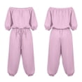 thumbnail image 6 of Caywon Women's Jumpsuits, Off Shoulder 3/4 Sleeve Drawstring Waist, Summer Casual Daily Wear, 6 of 6