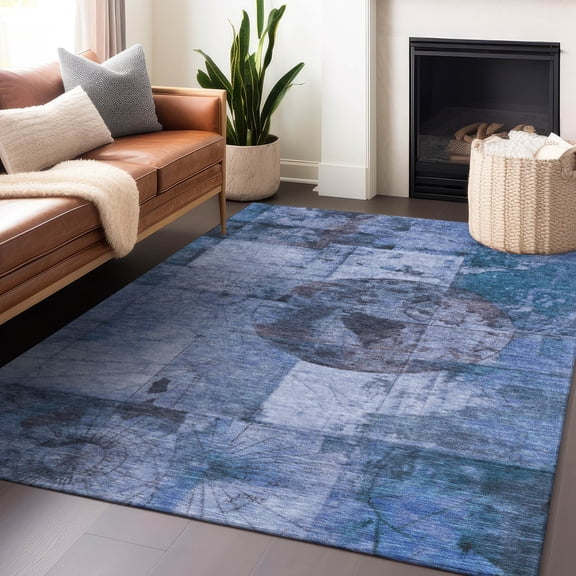 Addison Rugs Chantille Indoor/Outdoor Transitional Global Blue Machine Washable Rectangle Rug, 10' x 14'