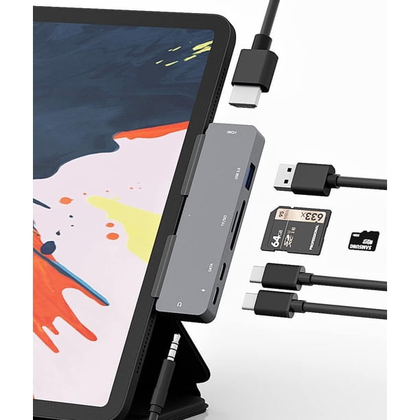 Adaptador para Pro USB C Hub M4 M2 M1/ Air 4/5/6/ Mini 6, Adaptador 7 en 1 con 4K, de 3.5mm, USB 3.0, PD 100W, SD/TF, Datos USB-C 3.0, Accesorios para