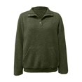 thumbnail image 7 of HLKJKLS Long Sleeve Shirts For Women Textured Long Sleeve Button V Neck Loose Pullover Sweatshirt Polyester Cotton Blend Green S-Xl, 7 of 7