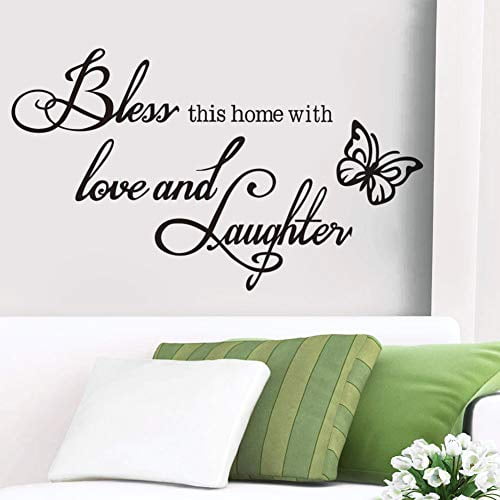 Bless This Home and All Who Enter Wall Decals Quotes Religious Sayings Vinyl Wall Art Decor Home Blessing 