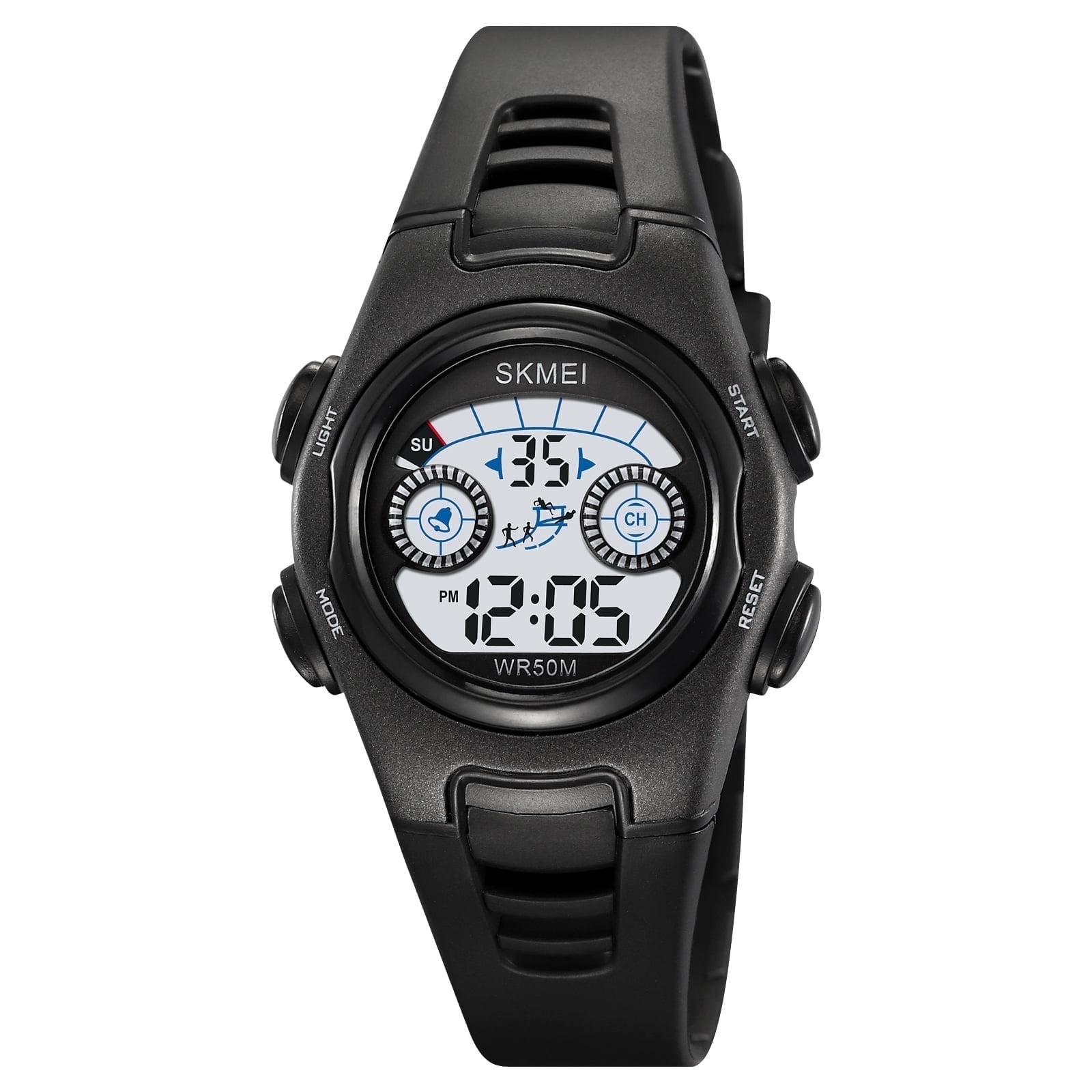 Multifunctioneel Dames Sporthorloge 100 Meter Waterdicht voor Zwemmen en Duiken met Alarm, Stopwatch, Timer, Dubbele Tijdzone, Kalender, Achtergrondverlichting, Siliconen Band