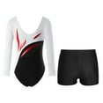 thumbnail image 2 of YONGHS Kids Girls Shiny Diamond Ballet Dancewear Long Sleeve Gymnastics Leotard with Shorts Set White&Black 12, 2 of 6