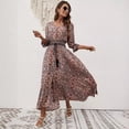 thumbnail image 3 of New Spring/Autumn Style Three-Quarter Sleeve Waist-cinching Bohemian Dress, Vacation Style Beach Dress, 3 of 6