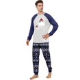 thumbnail image 2 of Yuaguia Christmas Family Matching Pajamas Set, Blue and White Snowflake Hat Tree Print Long Sleeve Top and Blue Patterned Pants, Festive Holiday Sleepwear, Men M, 2 of 5