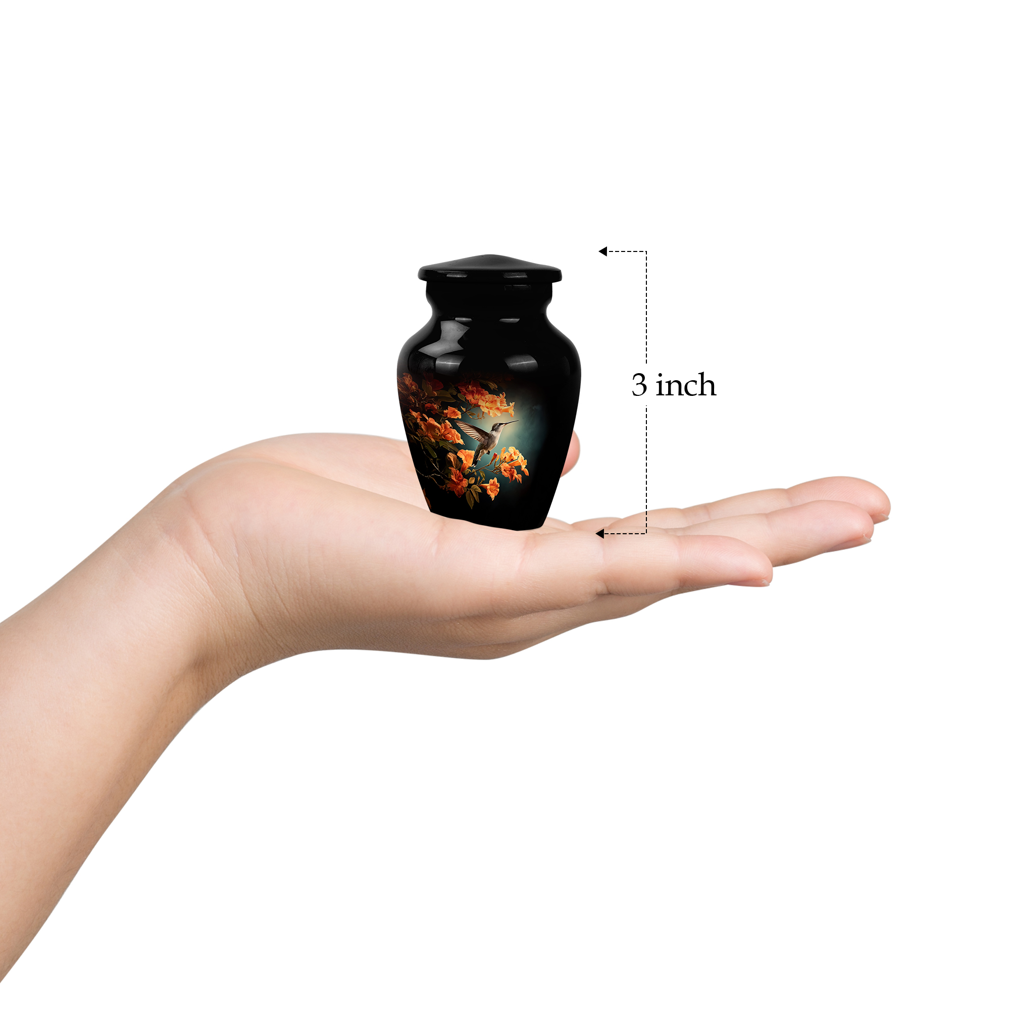 MUKTIVE Humming Bird Cremation Urn for Ashes Adult Female & Male 3 Inch - Black Decorative Tiny Urns for Women - Human keepsake Urn for Ashes Adult Male - Mini Funeral Memorial Gift