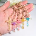 thumbnail image 3 of Charms Exquisitos Llaveros De Resina De Cruz De Lentejuelas De Moda Con Colgante Accesorios De Joyería, 3 of 4