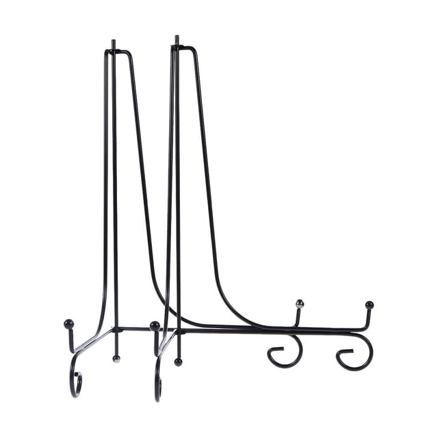 MasteelfCA 2 Pcs Support de Plaque en Fer Forgé Noir Support de Plat de Bureau pour Décorer Présentoir d'Artisanat pour Décoration Intérieure (12 Pouces)