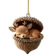 thumbnail image 2 of HCBY Sleeping Forest Animals in Acorn Christmas Ornament, Acrylic Hanging Pendant, Unique Animal Theme Tree Decor, Holiday Gift for Nature Lovers(G,3.1"), 2 of 6
