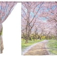thumbnail image 3 of Coolnut Walkway Under The Sakura Tree Sheer Gauze Door Curtain Window Curtain Drapes for Living Room Kids Bedroom Window Treatment Decor W55 x L84 In 2 Panels, 3 of 4
