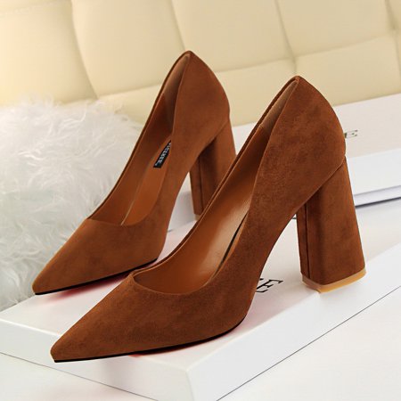

Women‘s Chunky High Heels Solid Color Pointed Toe Slip On Non-slip Pumps Sexy Party & Court Pumps