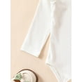 thumbnail image 6 of Bslissey Newborn Baby Girls 3Pcs Outfit White Ruffle Long Sleeve Romper + Daisy Print Belted Pants + Headband 3M 6M 12M 18M 24M Infant Toddler Sweet Daily Clothes, 6 of 8