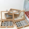 thumbnail image 2 of Wood Jewelry Case with Cover Necklace and Ring Organiser Dustproof Storage Box, 2 of 14