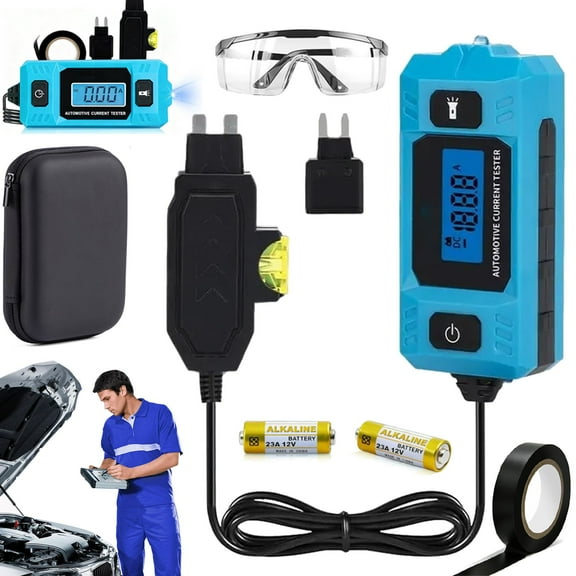 48V 20A Car Circuit Tester with Blue Backlight LCD & Front Light for Automotive and Truck Fuse Current Testing, Car Relay Tester, Relay Tester Kit