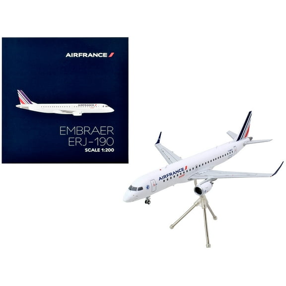 Embraer ERJ-190 Commercial Aircraft "Air France Hop" White with Striped Tail 1/200 Diecast Model Airplane by GeminiJets