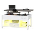 thumbnail image 6 of Dextrus 4-in-1 Lift Top Coffee Table with RGB Light, Storage, Power Outlets, Dual Tops, White, 6 of 10