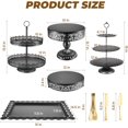 thumbnail image 4 of Black Cake Stand, Dessert Table Display Sets Metal Tiered Cupcake Holder Food Fruit Candy Plate Serving Tower Tray Platter With Tong, Cake Knife and Server Set For Wedding Birthday Party Decor 11PCS, 4 of 13