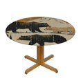 thumbnail image 3 of Bciig Bear Cubs Moon Round Table Cover Stain Resistant Washable Indoor Outdoor Kitchen Dining Wedding Parties Table Cloth 100% Polyester Fiber 31"-35, 3 of 8