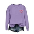 thumbnail image 2 of Itsame Valentine's Heart Sweatshirt Womens Long Sleeve T-Shirts Loose Crew Neck Tops Purple Size XL, 2 of 5