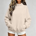 thumbnail image 5 of Women Mock Neck Raglan Sweatshirt Sevevn Long Sleeve Side Pocket Solid Oversized Casual Pullover Tops, 5 of 9
