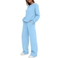 thumbnail image 7 of Women's 2 Piece Casual Outfits Solid Fall Winter Long Sleeve Sweatshirt Tops And Long Pants Set Suits, 7 of 7