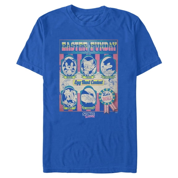 Mens Sonic the Hedgehog Let's Roll Egg Hunt Contest T Shirt