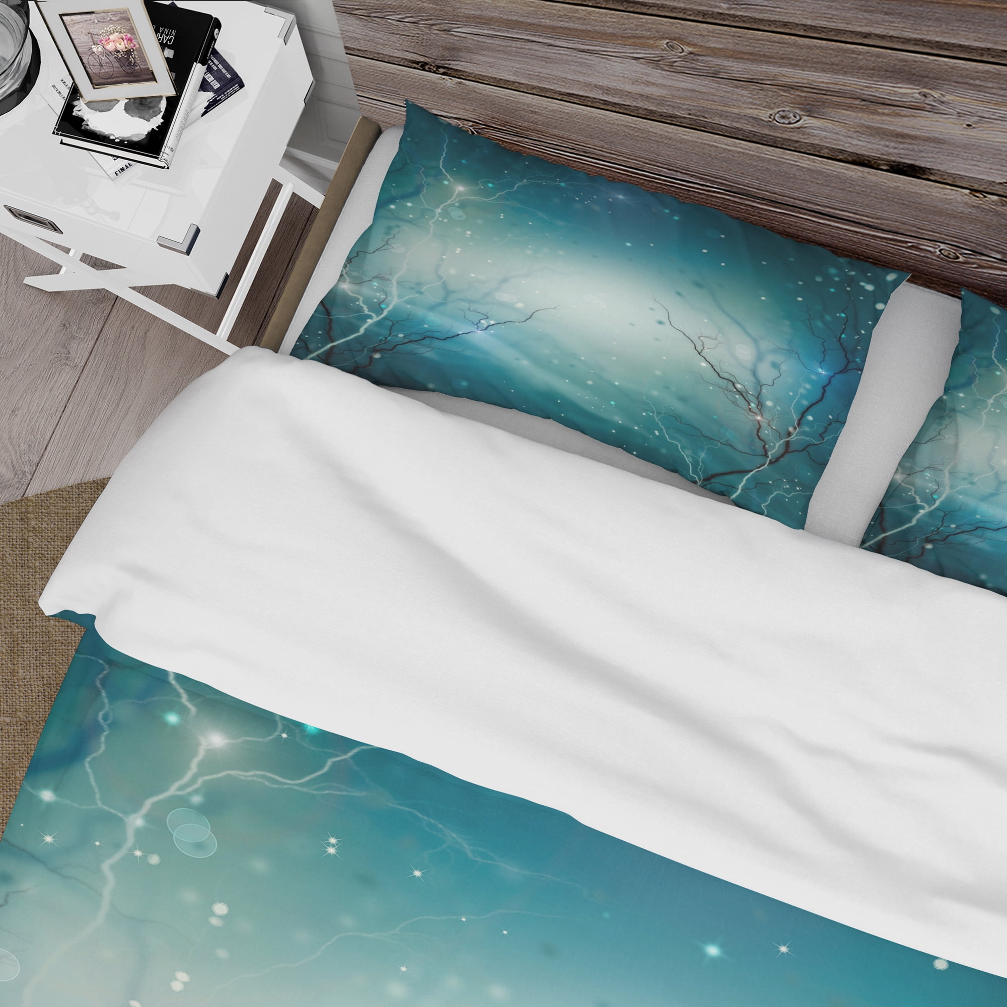 Designart 'Blue Winter Fantasy Forest' Cabin & Lodge Duvet Cover Set