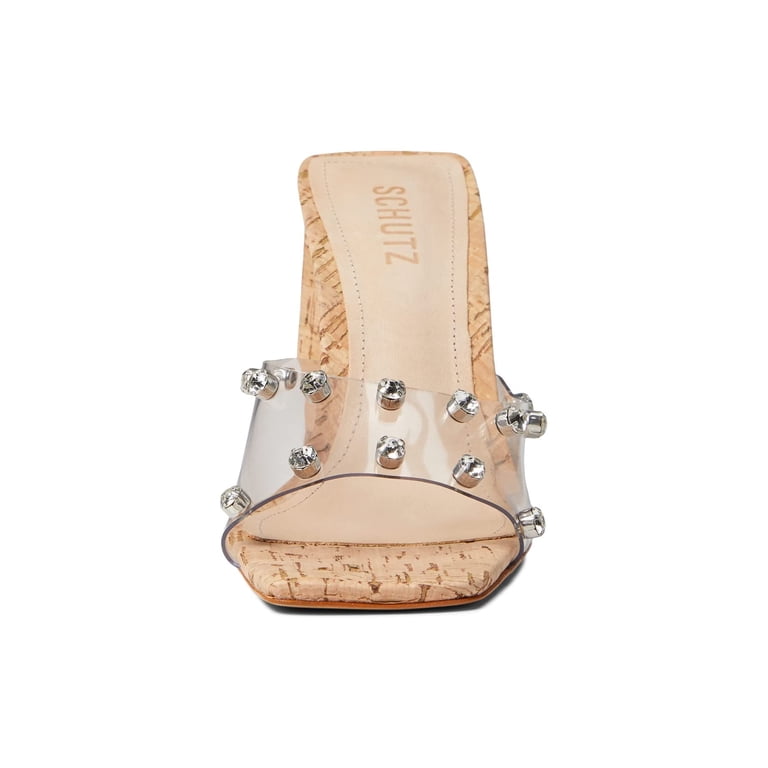 Schutz Embellished Light Nude Lizah Mule Sandals Size 10 SCHUTZ Lizah Crystal Embellished Clear Sandals Size 9.5US | eBay main image 4