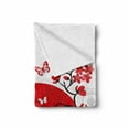 thumbnail image 2 of Japanese Soft Flannel Fleece Throw Blanket, Japanese Culture Inspired Artwork Cherry Blossom Sakura Tree Eastern, Cozy Plush for Indoor and Outdoor Use, 70" x 90", Vermilion Black White, by Ambesonne, 2 of 6