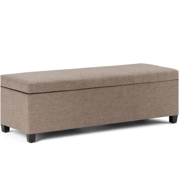 Gray Storage Ottoman Bench with Linen Look Fabric, Large Hidden Storage, Accent Furniture for Living Room, Bedroom, Entryway