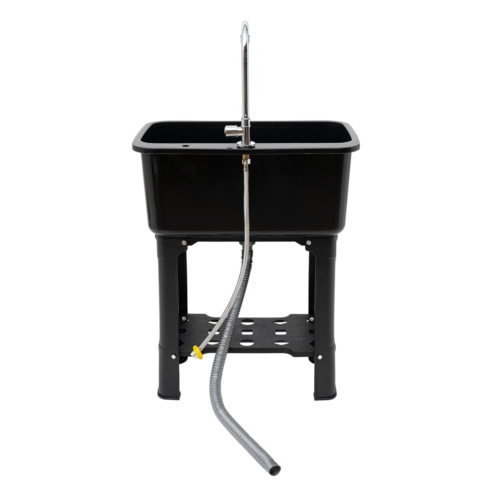 ChicHomey Freestanding Utility Sink with 360° Rotating Faucet,Large Capacity Black PP Sink, for Garage, Laundry Room and Garden