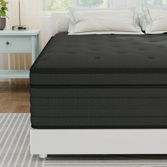 Kviwasha 12 inch Queen Mattress in a Box, Hybrid Gel Memory Foam with Individually Wrapped Pocket Coils, Medium Firm, Pressure Relief, Cooling Sleep Support for Adult