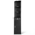 thumbnail image 5 of Tcbosik 75.2" Corner Salon Cabinet with Hair Dryer Holder, 3 Open Shelves, 1 Door, 1 Locking Drawer & 2 Keys, Home Storage Organizer for Salon, Bathroom, or Bedroom, Matt Black, 5 of 10