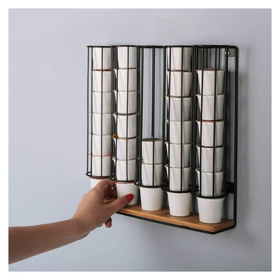 Wall Mounted Coffee Pod Holder Organizer by JackCubeDesign - Space Saving Storage Rack for 40 Nespresso Capsules, Perfect for Kitchen or Office