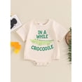 thumbnail image 6 of Aojekbee Baby Boys Girls Romper Short Sleeve Round Neck Crocodile Print Bodysuit Infant Twin Matching Outfits, 6 of 10