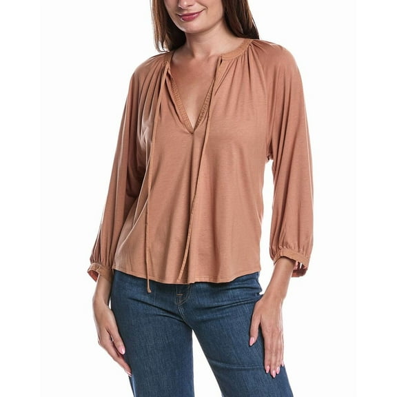 Nation LTD womens Brylee Peasant Top, xs, Brown