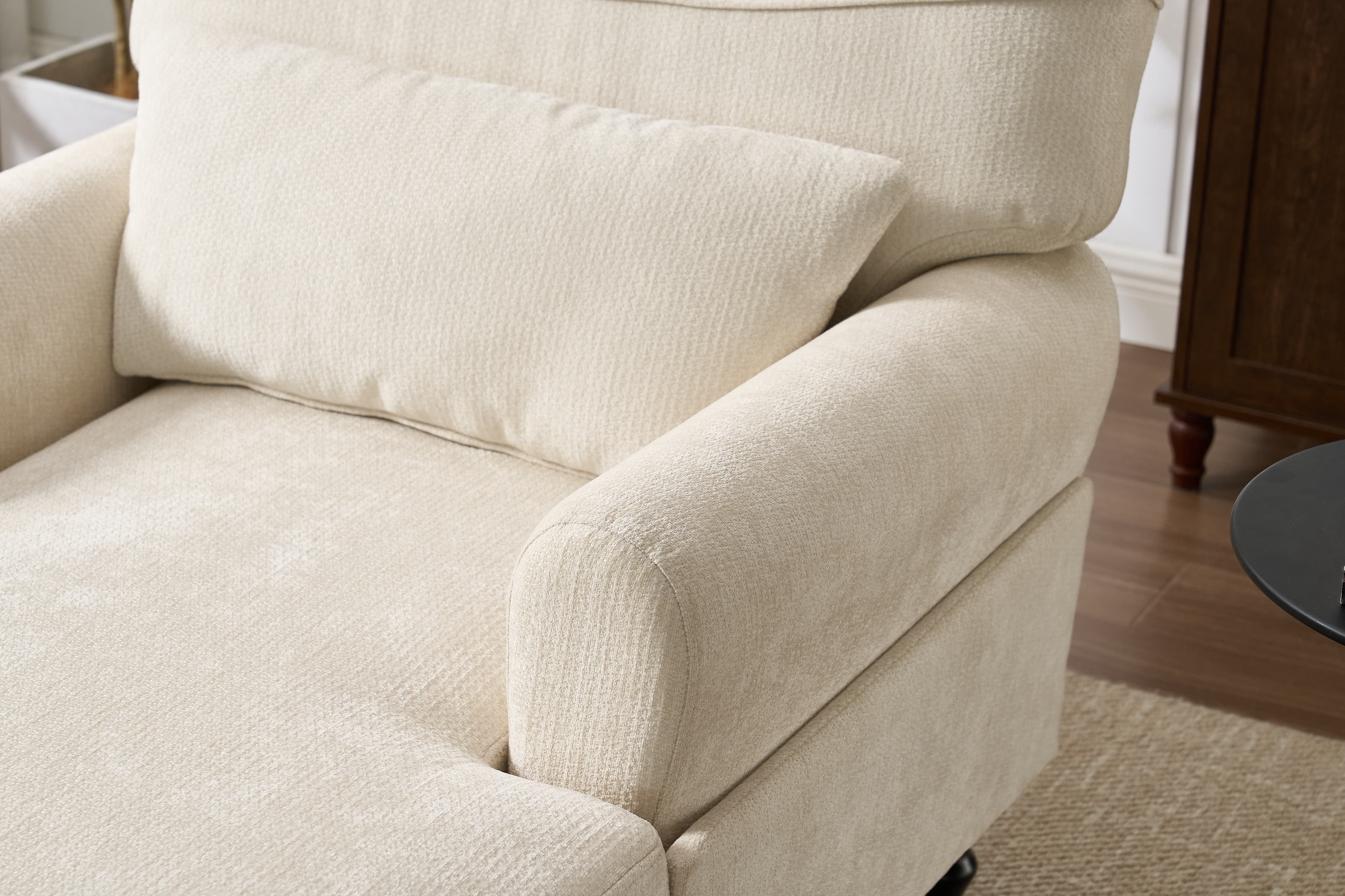 Chaise Lounge Indoor, Modern Upholstered Sleeper Chair and Sleeper Sofa for Living Room, Small Space, White