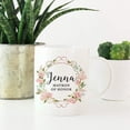 thumbnail image 2 of CTDream Wedding Party Personalized 11oz. Coffee Mug Gift, Jenna Matron of Honor, Pink Watercolor Roses with Faux Rose Gold Glitter 1-Pack, Custom Birthday Present Ideas, 2 of 6